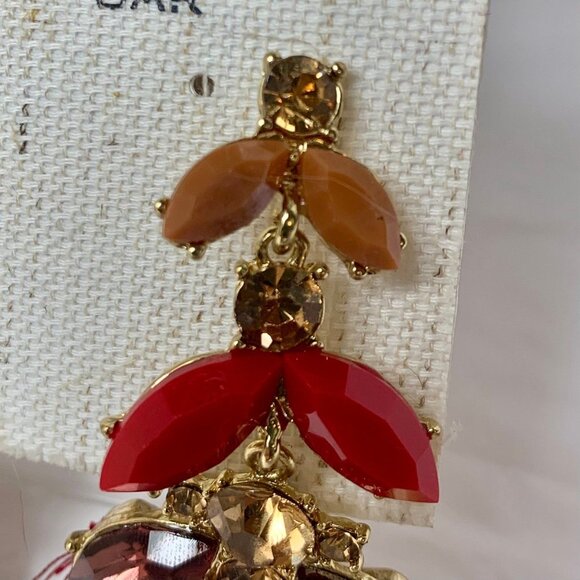 New BIJOUX BAR Rhinestone Fan Dangle Earrings - 3" - Picture 3 of 5